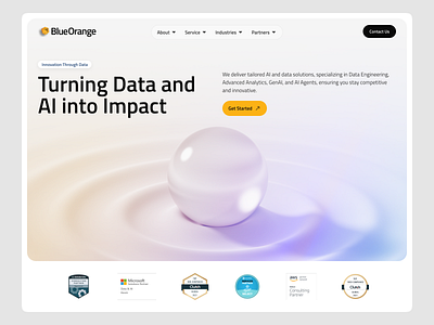 BlueOrange Website Hero Section Redesign – Data & AI Solutions interface product service startup ui ux web