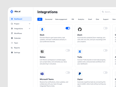 Seamless Integrations – Connect Your Favorite Tools Effortlessly cards dashboard design layout ux