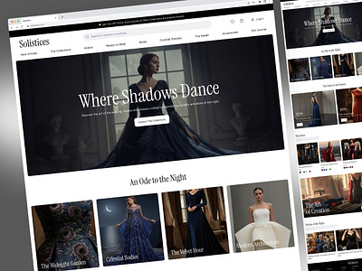 Luxury Evening Wear Shop Website Design | Shopify clothing ecommerce fashion fashion store landing page marketplace mobile responsive night wear party dress shop party wear radiyal shop shopify store style ui uiux web design web ui design website design
