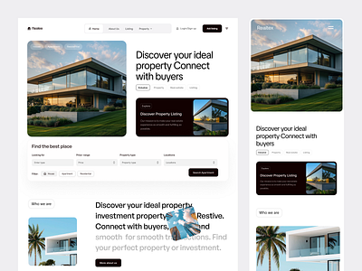 Real Estate Website Design apartment booking booking buy home house listing minimal design platform property real estate agency real estate landing page real estate ui real estate web real estate website realestate rent sell ux web design website