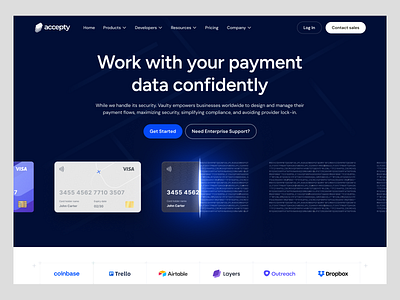 Accepty - Digital Banking Website Design digital banking website finance finance app finance management website finance website financial website fintech fintech landing page fintech website ui design homepage landing page mobile banking mobile banking app online banking online banking website design product design saas website wavespace web application design website design