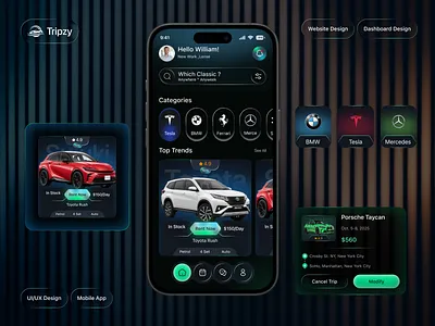 Car Rental Mobile App automotive design booking experience car booking car booking app car hire car rental car rental app dark mode app luxury car app mobile app design rental dashboard transportation app travel app uiux design vehicle rental