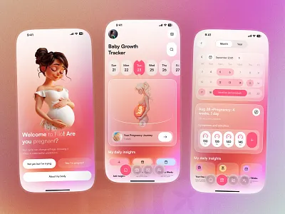 Pregnancy Tracker Mobile App app app design appdesign baby app baby tracker app family app healthcare ios minimal mobile app motherhood app parenting app period period tracker pregnancy pregnancy app pregnancy journey trackerapp wellness app