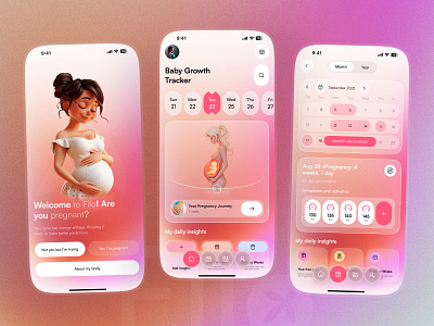 Pregnancy Tracker Mobile App app app design appdesign baby app baby tracker app family app healthcare ios minimal mobile app motherhood app parenting app period period tracker pregnancy pregnancy app pregnancy journey trackerapp wellness app