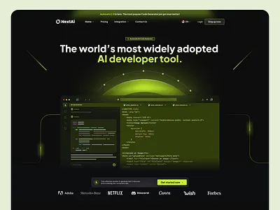 AI Code Generate Landing page | AI Platform, SaaS Concept | Home ai code ai code genarate ai code homepage ai code integration ai code website ai landing page ai platform ai saas website ai template ai web design nextai saas concept website design