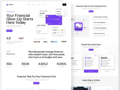 Finance Management Landing Page UI design finance landing page fintech landing page landingpage design ui uidesign uiux web design website website design