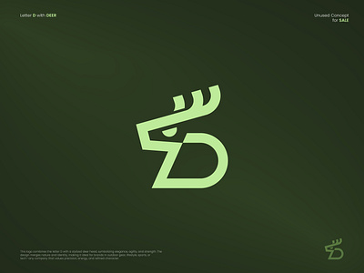 DEER with letter D logo abstract animal logo d logo branding deer branding deer symbol
