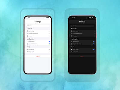 Settings | Daily UI #007 007 appdesign appui cleandesign dailyui dark mode design figmadesign light mode minimalui settings ui uidesign