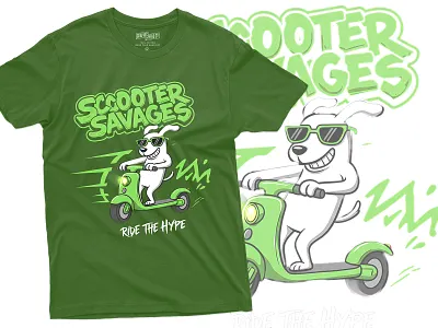 Scooter Savages – Ride the Hype Graphic T‑Shirt Design ai cartoon clothing custom design dog fashion illustration mascot rider scooter streetwear trend tshirt typography urban vector