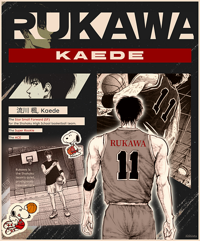 RUKAWA KAEDE POSTER | SLAM DUNK design graphic design illustration typography vector