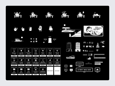 The County Hotel app blackandwhite educational game gaming hotel mobile pixel art retro ui