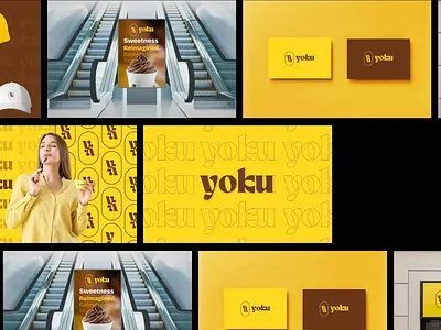 Ice cream brand logo design (Yoku Ice cream) brand identity branding cafe concept design flat fmcg hotel ice cream icecream logo logo design logo designer minimal motion graphics restaurant scoop vibrant visual identity yellow