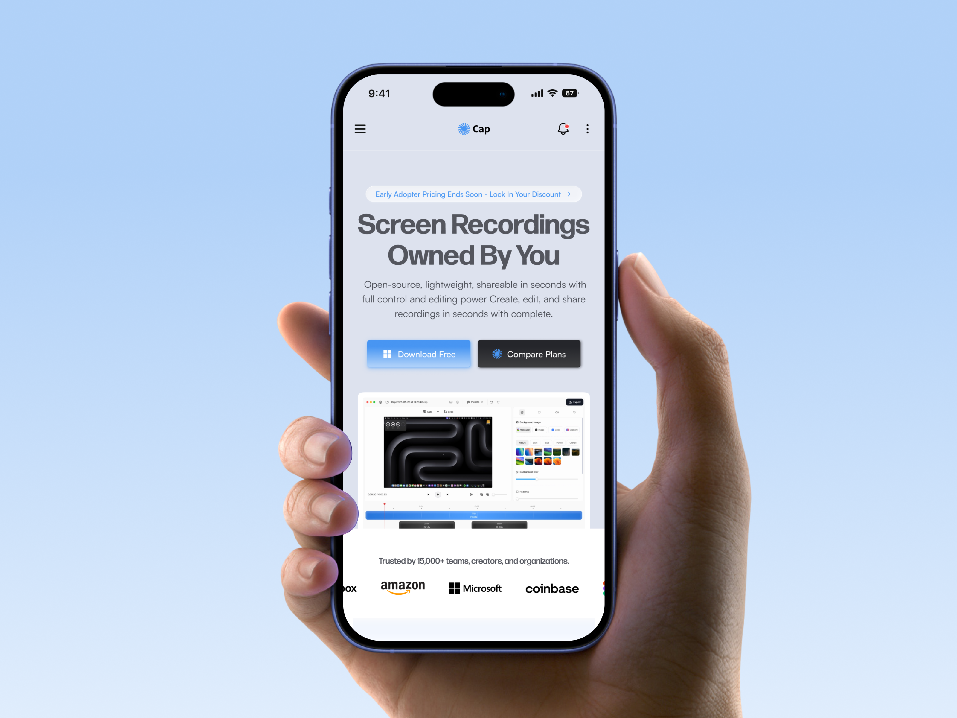 Example of Screen Recording Platform Website Design