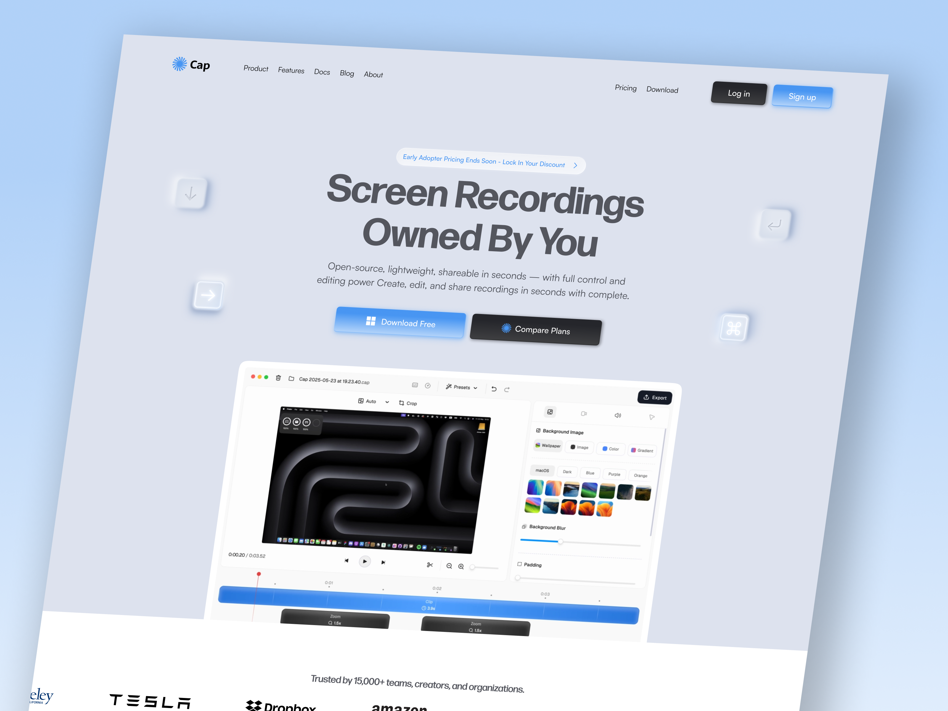 Example of Screen Recording Platform Website Design
