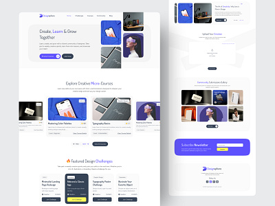 DesignSphere — Creative Learning Platform UI clean design creative digital e learning app education knehad21 landing page learning modern website online courses popular product design research skills startup technology uiux design web design website design wireframe