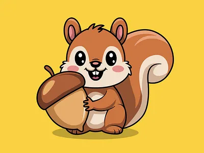 Squirrel Mascot acorn animal cartoon cute food forest illustration mammal mascot nature nut squirrel wildlife winter