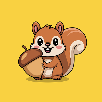 Squirrel Mascot acorn animal cartoon cute food forest illustration mammal mascot nature nut squirrel wildlife winter