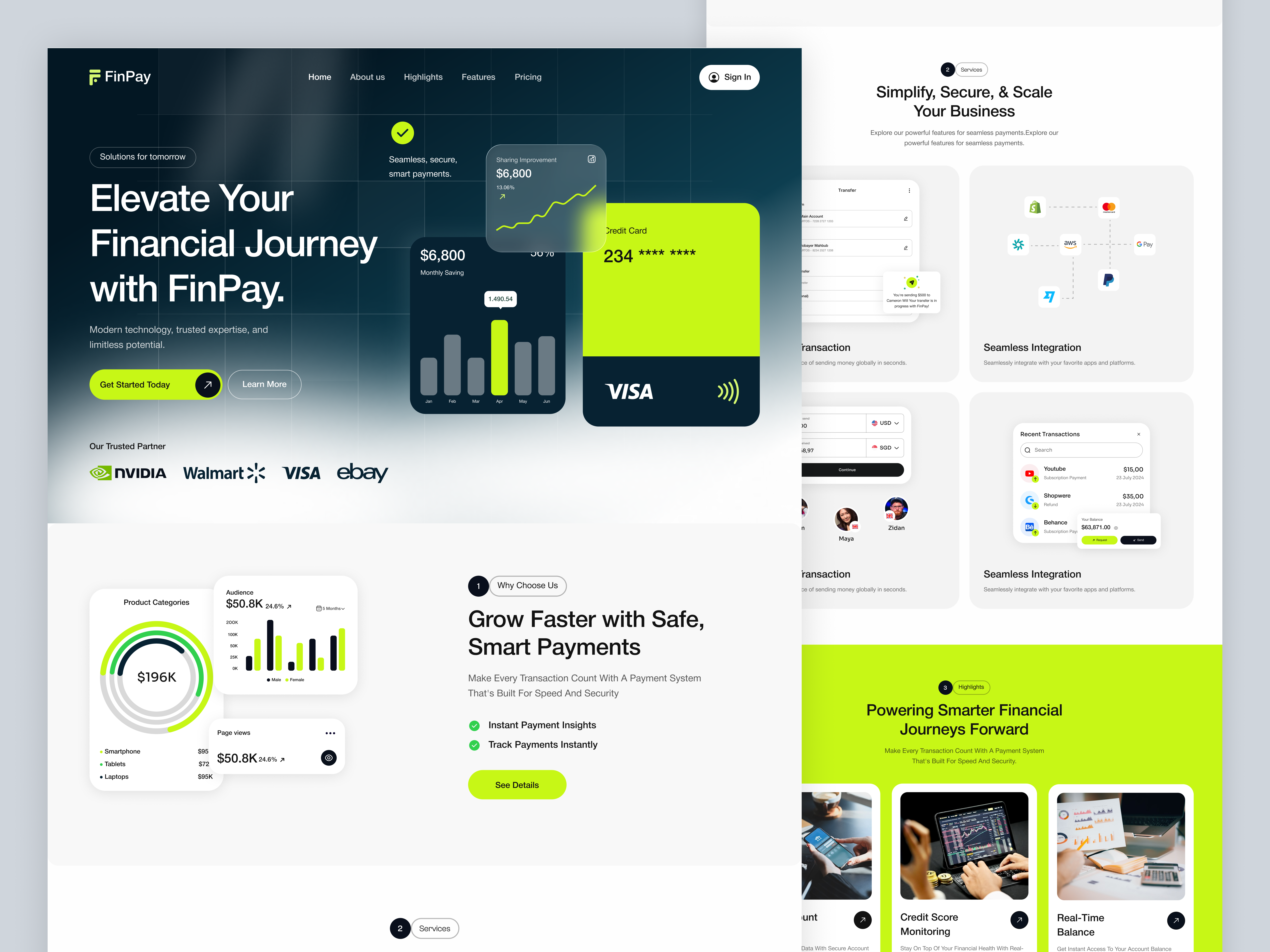 FinPay – Smart Financial Web Platform banking website clean finance finance landing page fintech fintech ui interface landing landing page minimal payment solution responsive web design saas saas website ui ux web website