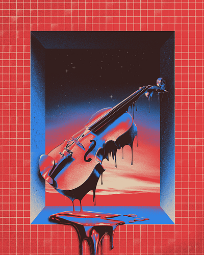 Psychedelic Violins 60s blue classic concert concert poster digital art digital painting festival gig poster graphic design illustration liquid music psychedelia psychedelic red texture violin