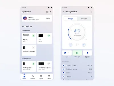 Mobile App - Smart Home for Smart Device app design digital product iot mobile product design refrigerator control smart device smart home temperature control ui ux