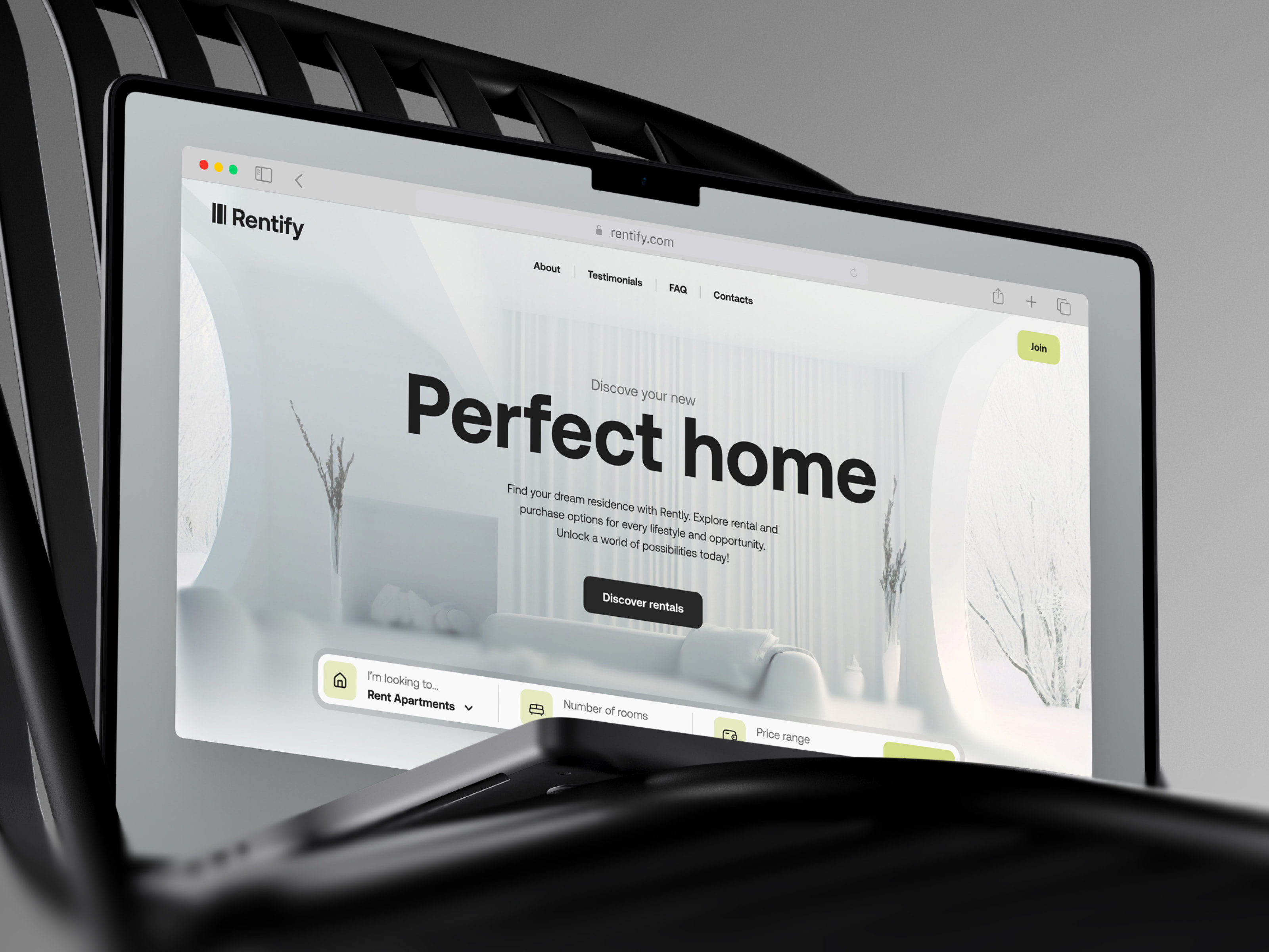 Rentify - Property Rent Landing Page apartment design house booking landing page property rent real estate ui ux website