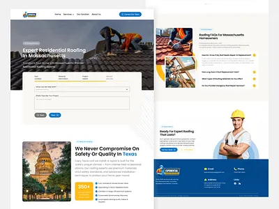 Roofing Website Design figma landing page product design roofing ui ui design ui ux design user interface