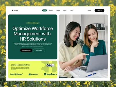 Human Resources Management SaaS Landing Page - Hurevo admin animation app business employee hr hrm saas landing page management platform product tech ui web