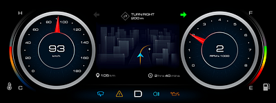 Cluster Meter: Cruise Mode to Sport Mode Animation after effects animation cluster meter design graphic design illustration infotainment ui