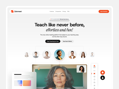 Zainmeet — Online Teaching & meeting Platform UI app card ui design interface product service startup ui ux web website
