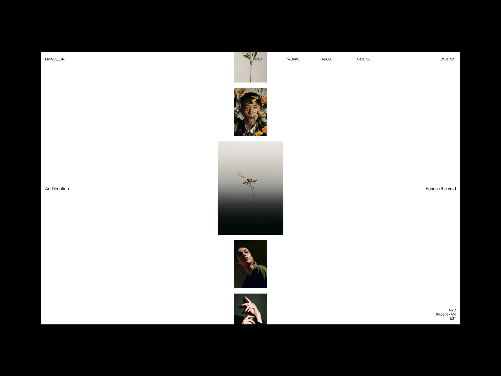 Photography website design / Livia Bellini layout minimalism typography ui ux web web design