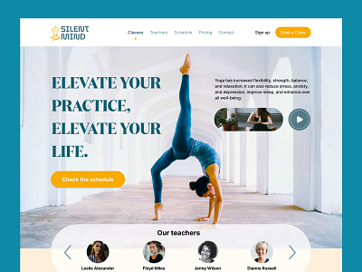 Silent Mind Yoga - Web header concept design exploration gym health landing page landingpage logo minimal mobile ui uidesign uiux ux uxdesign web design website website design weightloss workout yoga