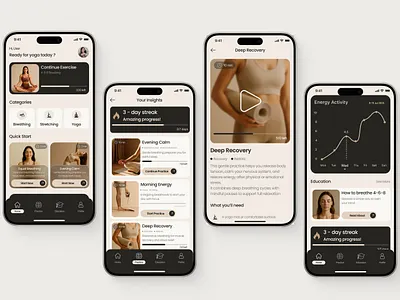 Yoga app | UI/UX | Wellness android app breathing app clean graphic design health tracking app healthcare tech ios app mindfullness app mobile app ui ui design uiux ux ux case study ux design wellness tech wellness tracker yoga app yoga mobile ui
