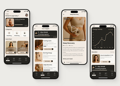 Yoga app | UI/UX | Wellness android app breathing app clean graphic design health tracking app healthcare tech ios app mindfullness app mobile app ui ui design uiux ux ux case study ux design wellness tech wellness tracker yoga app yoga mobile ui