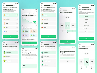 Nutrition App - Personalization account setup app design clean design diet app health and fitness health app minimal design mobile nutrition app onboarding personalization
