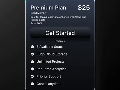 Rive interactive pricing card animation motion graphics ui
