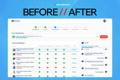 AI Qualification Call Interface Redesign 🏢 agentic ai ai agent ai calls ai saas app design auto call best design agency best dribbble designer bottomlineux closera generative ai product design property management pwa design real estate saas saas design saasfactor voice agent y combinator