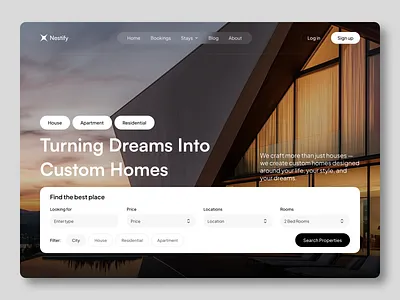 Nestify — Modern Real Estate Landing Page for Custom Homes interactive ui ui