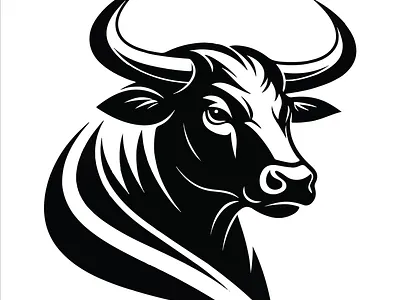 bulls vector art silhouette logo design black and white illustra drawing