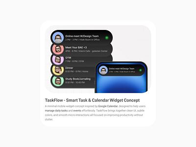 Calendar Widget Interface calendar concept design minimal reminder task management ui ux