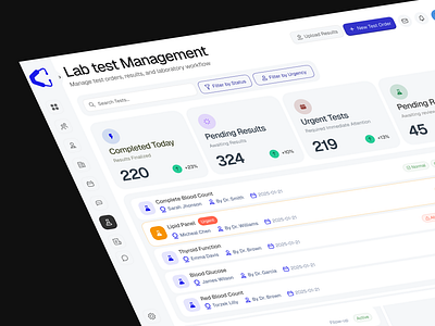 Clinico - Dashboard UX/UI Design for Labtest Management cleanuidesign clinicmanagement dashboardconcept datadashboard ealthtech healthcaredashboard hospitalui labtestmanagement medicalappdesign medicaldashboard moderndashboard productdesign saasdashboard ui uidesigninspiration uxuidesign
