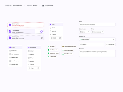Push notification admin UI component dashboardui design system notification ui ux