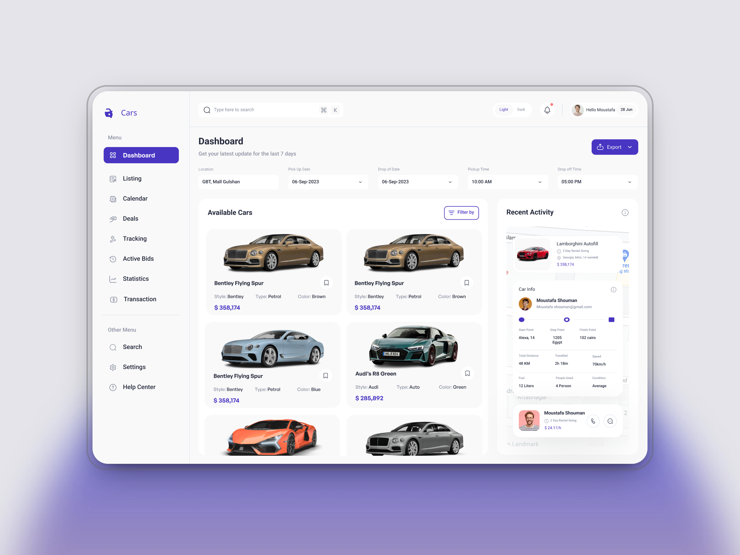 🚗 Car Rental Dashboard UI — Modern Web App Design 3d animation graphic design motion graphics ui ui design ux design web app design