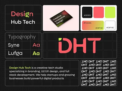 Design Hun Tech (DHT) Branding Guidline banner brand branding branding guide company design hub tech dht graphic design logo poster social media ui ui ux design ux