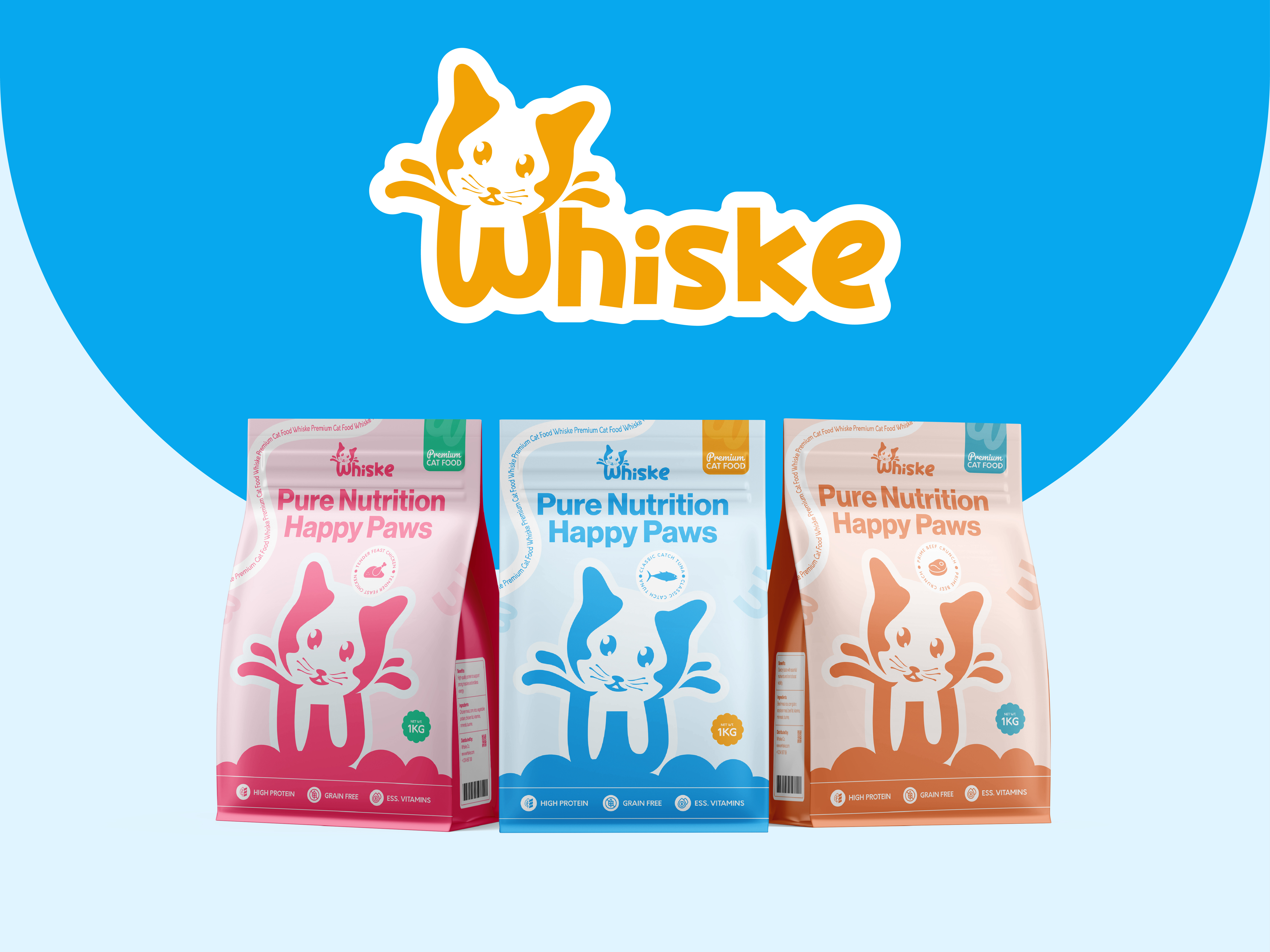 Whiske Cat Food Branding & Packaging Design animation brand identity branding cat food creativebranding graphic design illustration label design logo logodesign minimal modern modernpackaging motion graphics packaging packagingdesign petfood petfoodpackaging visual identity