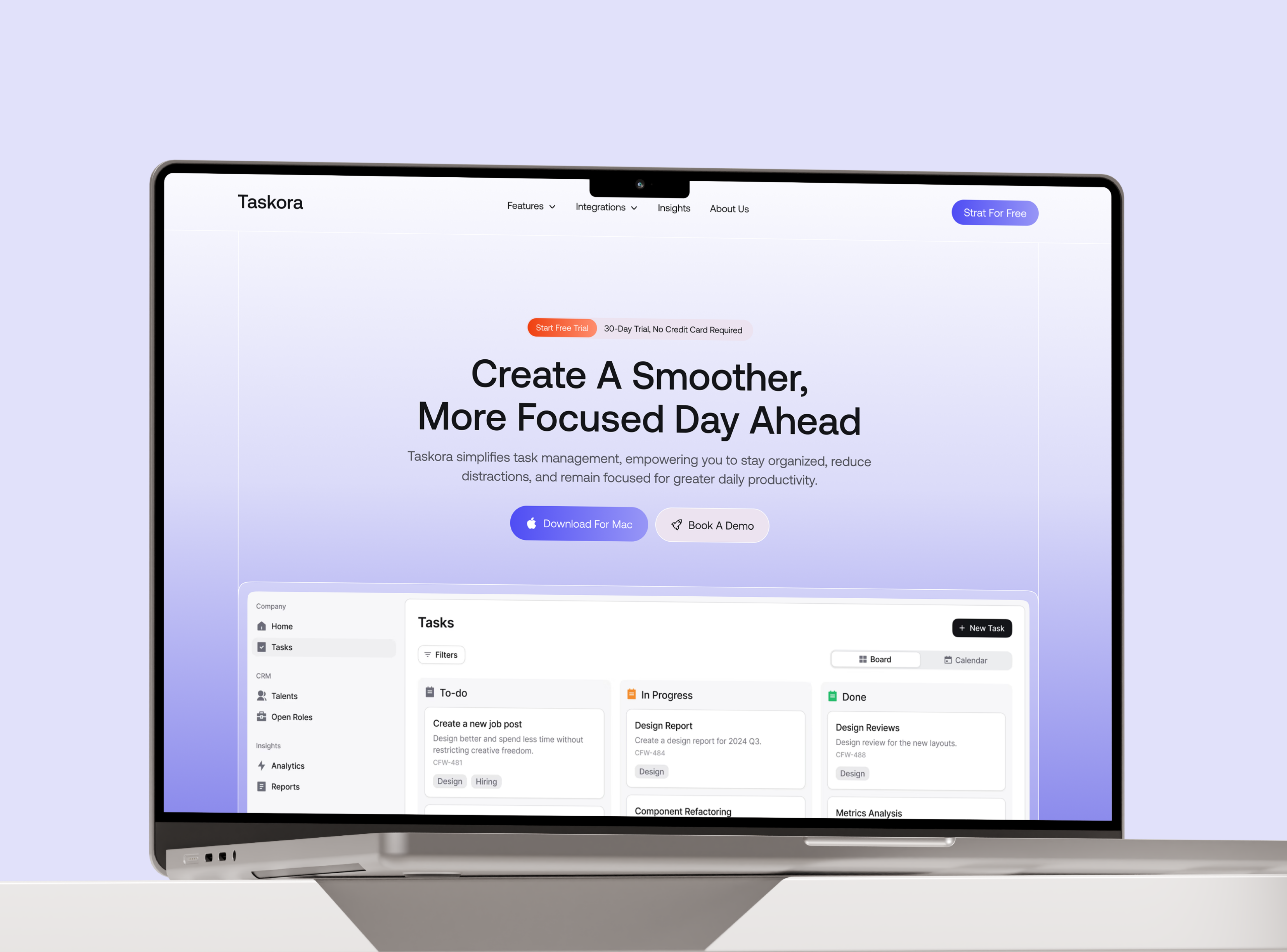 Example of Saas Landing Page Design