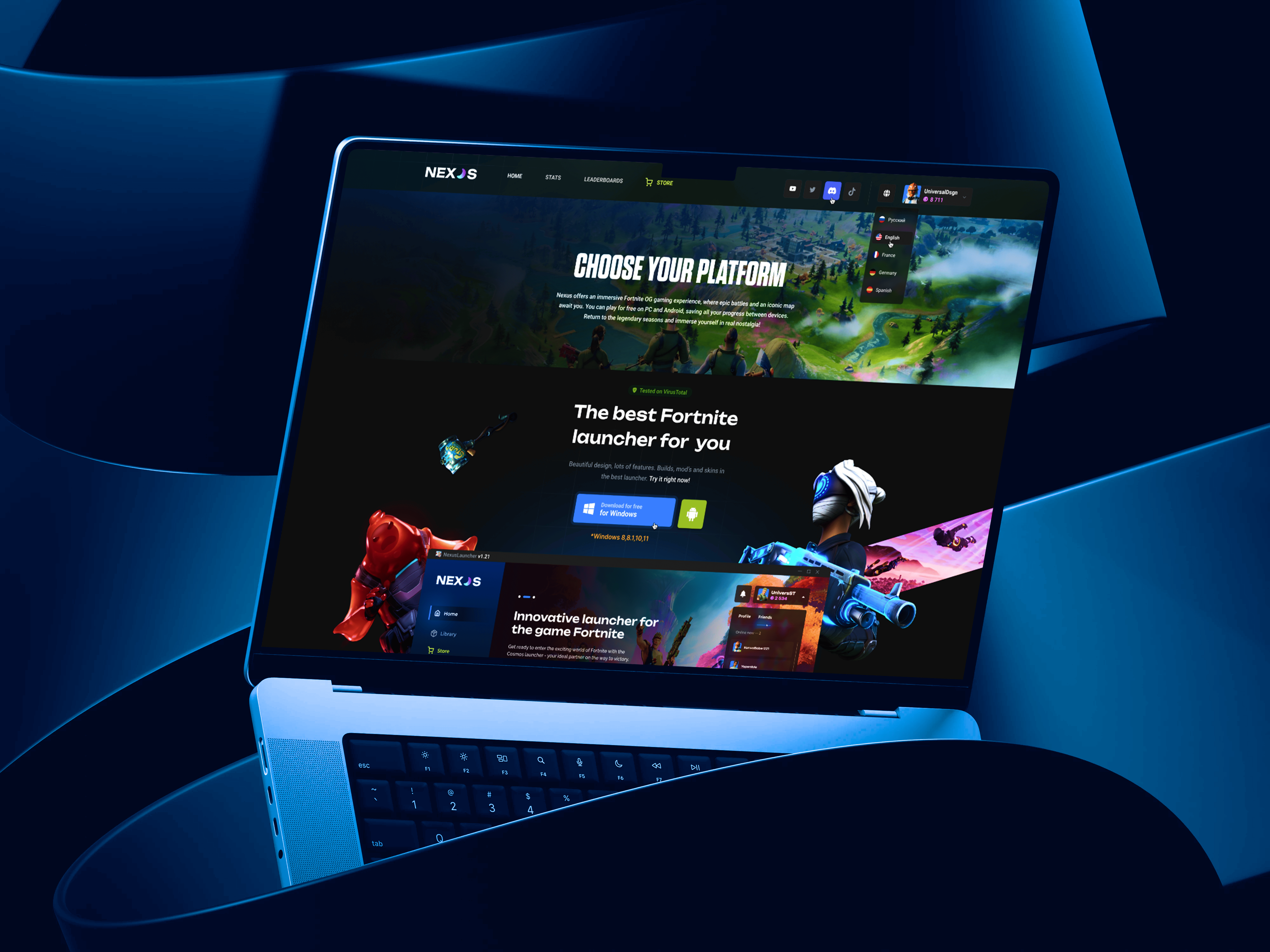 Nexus — Web Design for the Fortnite Game 3d app branding design graphic design illustration typography ui ux
