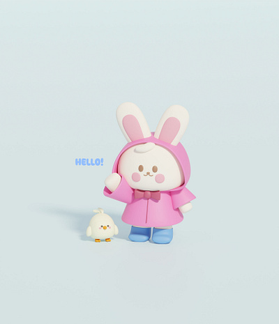 Mochi n Pip 3d blender character color concept illustration