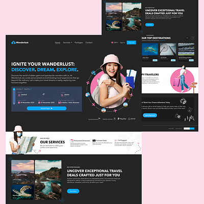 Wanderlust - Travel Agent Web Design branding responsive design travel web travel web app travelling ui