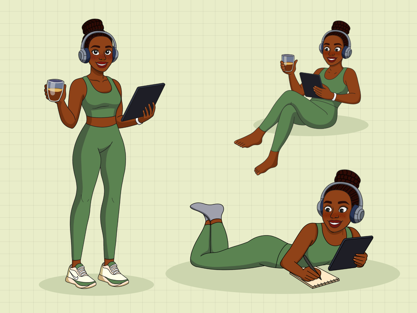 🌱📚 The Wellness Wanderer & Bookworm Duo 📚🍎 branding illustration ui vector
