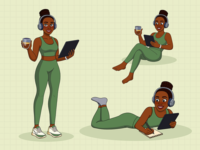 🌱📚 The Wellness Wanderer & Bookworm Duo 📚🍎 branding illustration ui vector